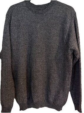 Peruvian Connection Men’s 100% Alpaca Sweater Size Medium Black Gray Crew Neck